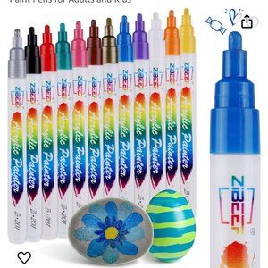 Acrylic Paint Markers Set 12 Colors Water Based Quick Dry Paint Pens Rock Paint